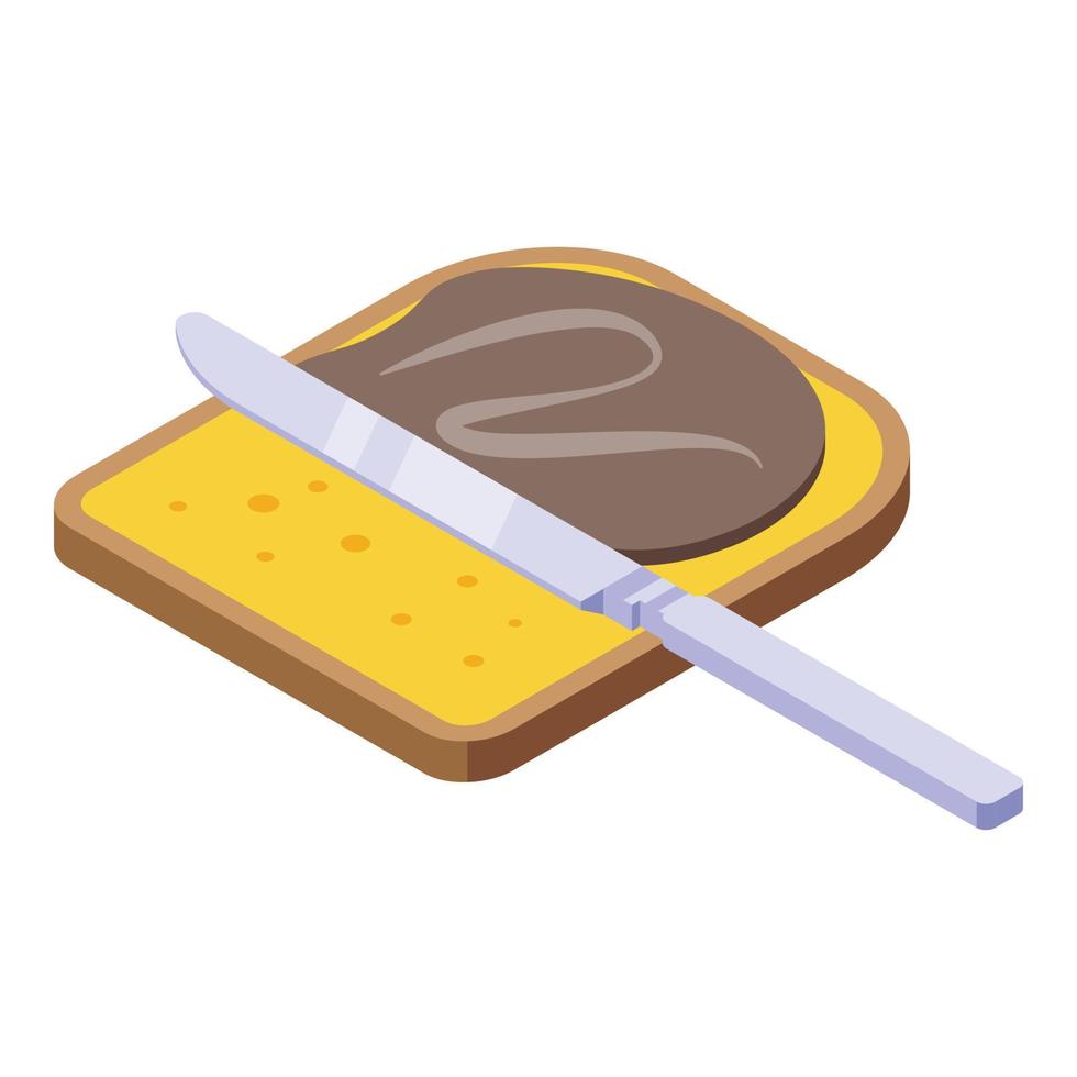 icono de cuchillo de pasta de chocolate, estilo isométrico vector