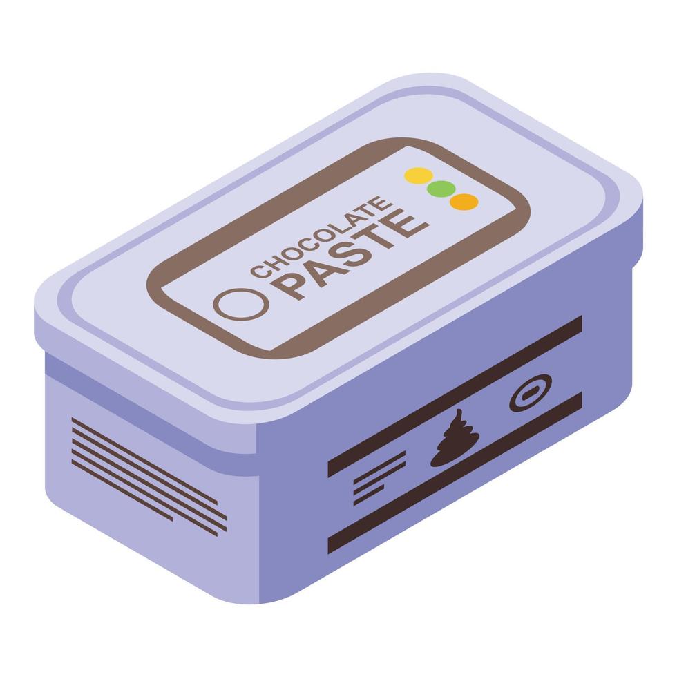 icono de caja de pasta de chocolate, estilo isométrico vector