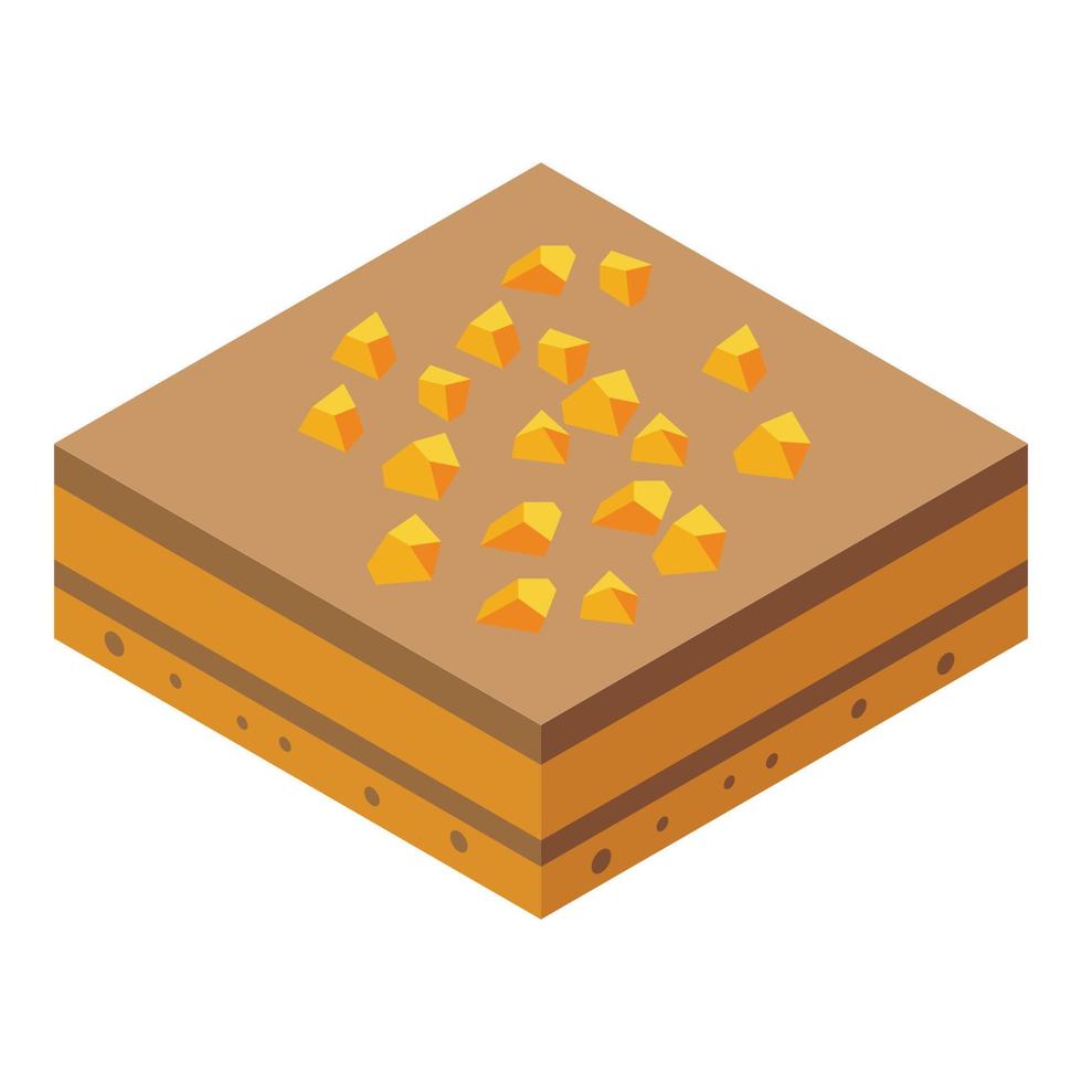 Chocolate paste nut cake icon, isometric style vector