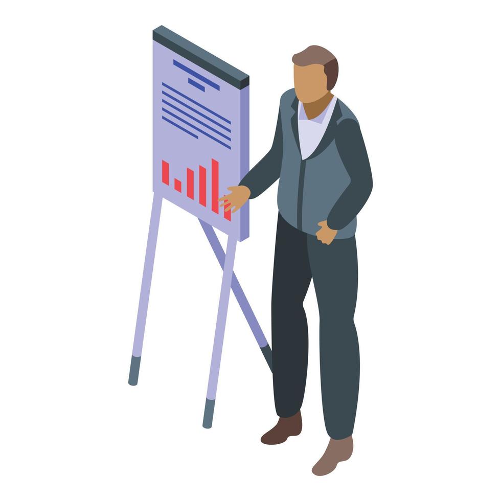 Lesson successful businessman icon, isometric style vector