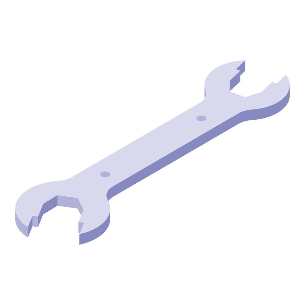 icono de llave de acero de reparación de bicicletas, estilo isométrico vector