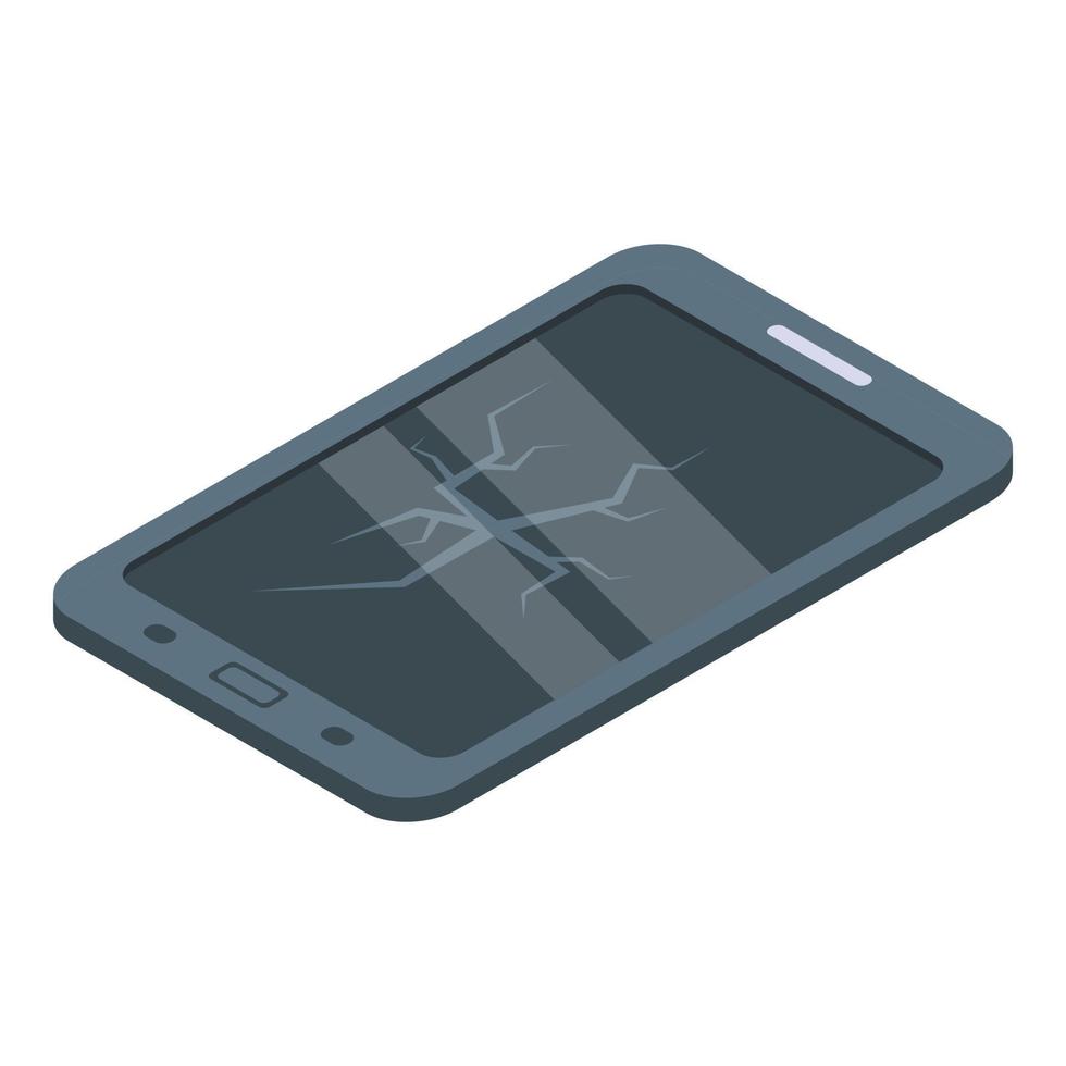 Tablet repair screen broken icon, isometric style vector