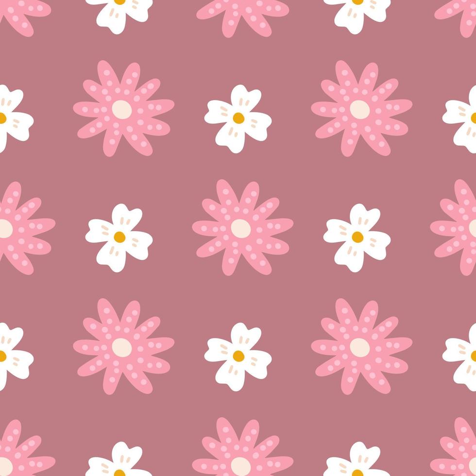 Floral Vector Seamless Pattern in Flat Style for Fabric, Wrapping Paper, Postcards, wallpaper