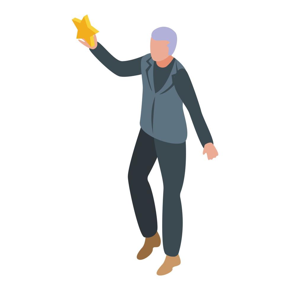 Mentor gold star icon, isometric style vector
