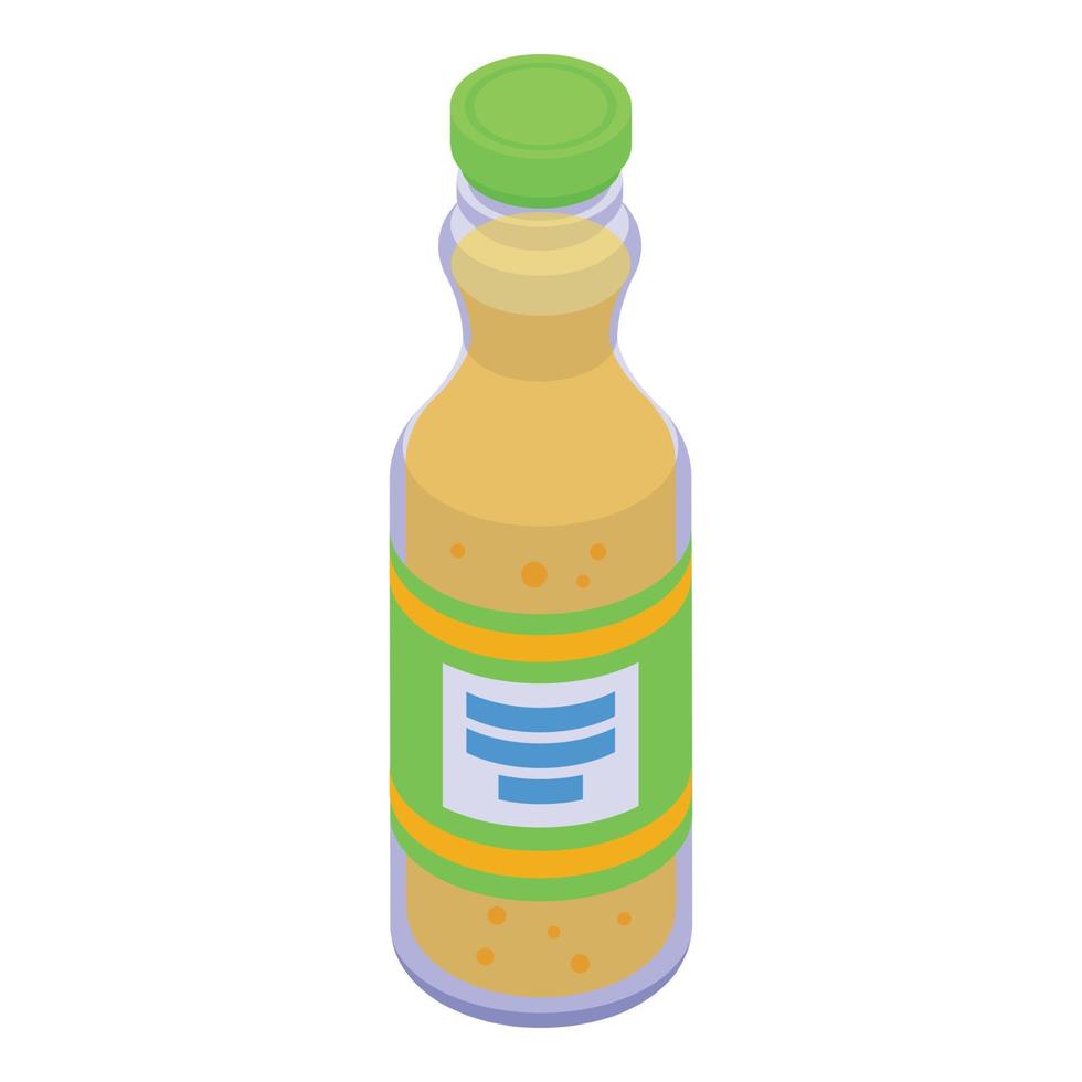 Healthy breakfast juice bottle icon, isometric style vector