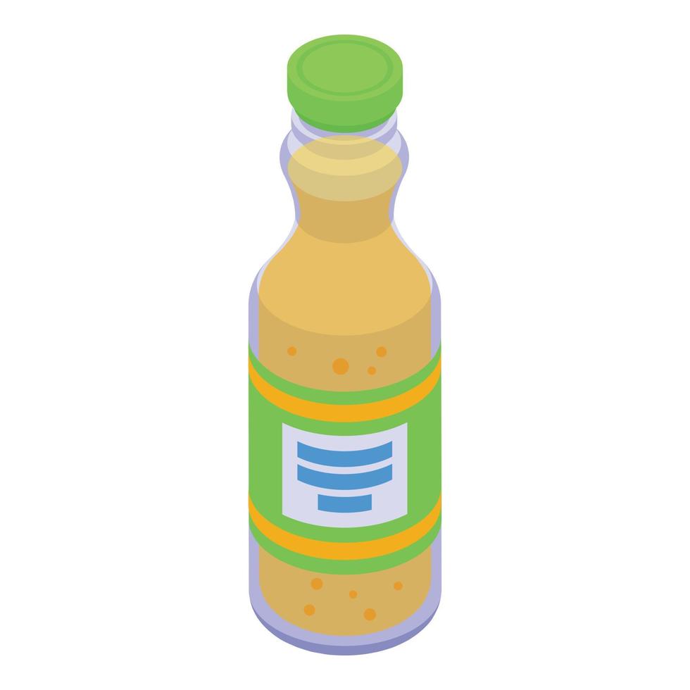 Healthy breakfast juice bottle icon, isometric style vector