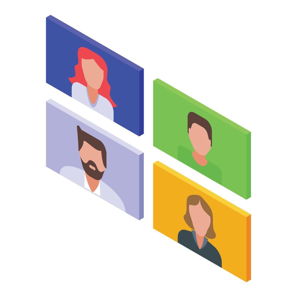 Online training conference icon, isometric style vector
