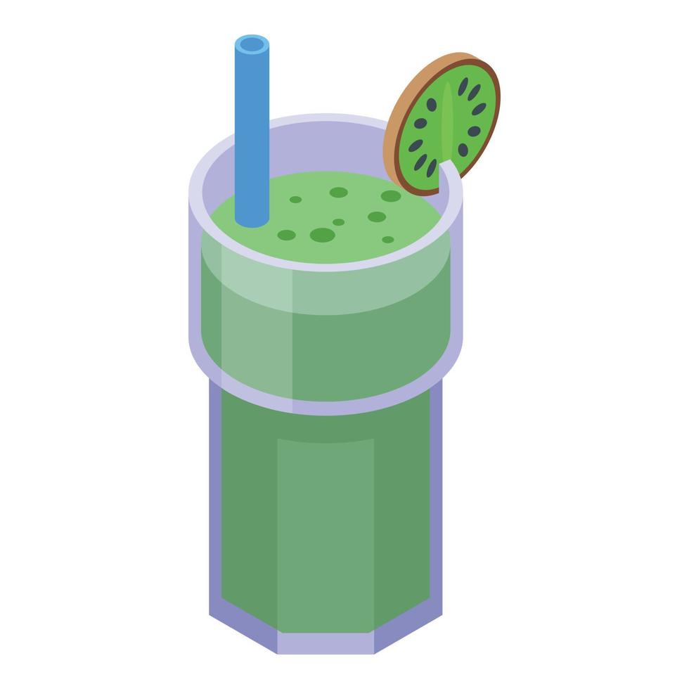 icono de batido de kiwi de desayuno saludable, estilo isométrico vector