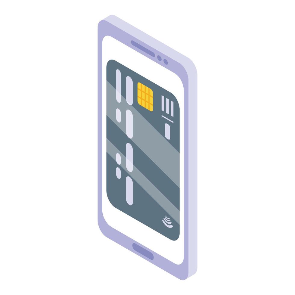 icono de pago móvil con tarjeta de crédito, estilo isométrico vector