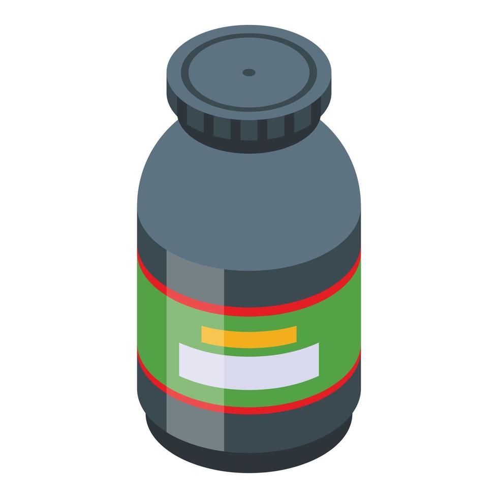 Sport nutrition plastic jar icon, isometric style vector