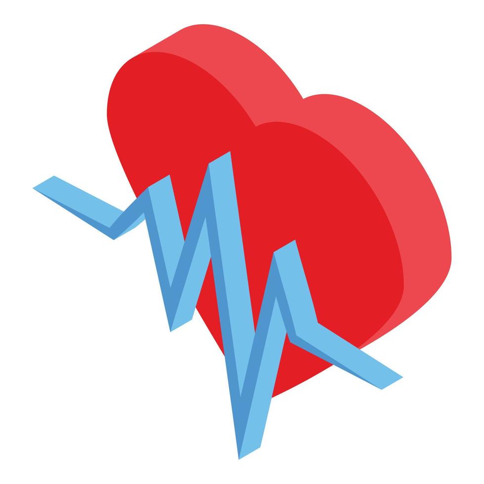 Healthy heartrate icon, isometric style vector