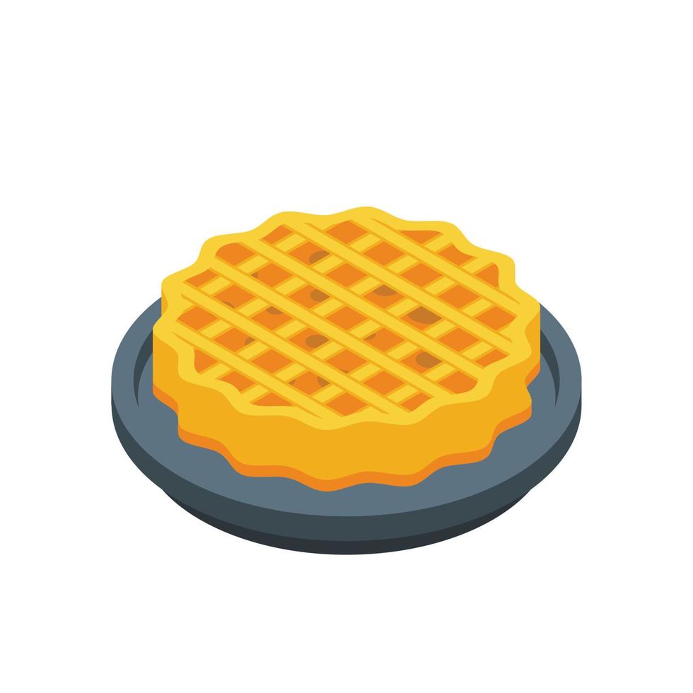 Sweet apple pie icon, isometric style vector