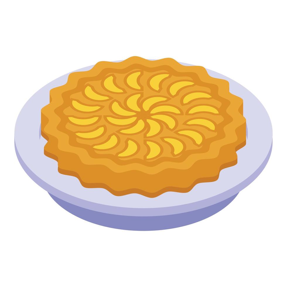 Cooked apple pie icon, isometric style vector