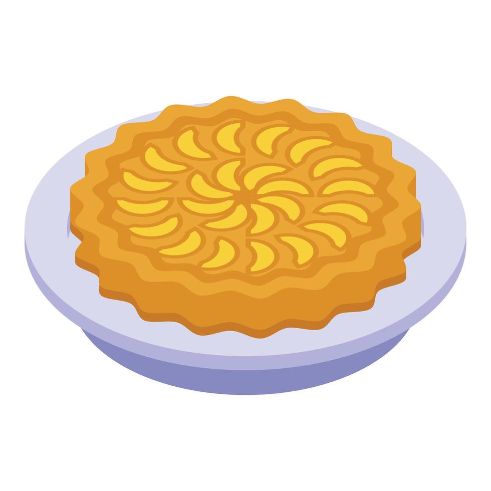 icono de tarta de manzana cocida, estilo isométrico vector