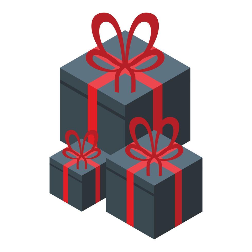 icono de compras en línea de caja de regalo, estilo isométrico vector