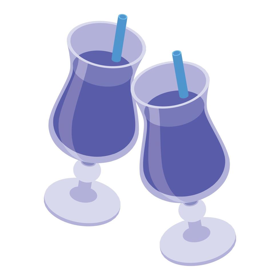 Cocktail cheers icon, isometric style vector