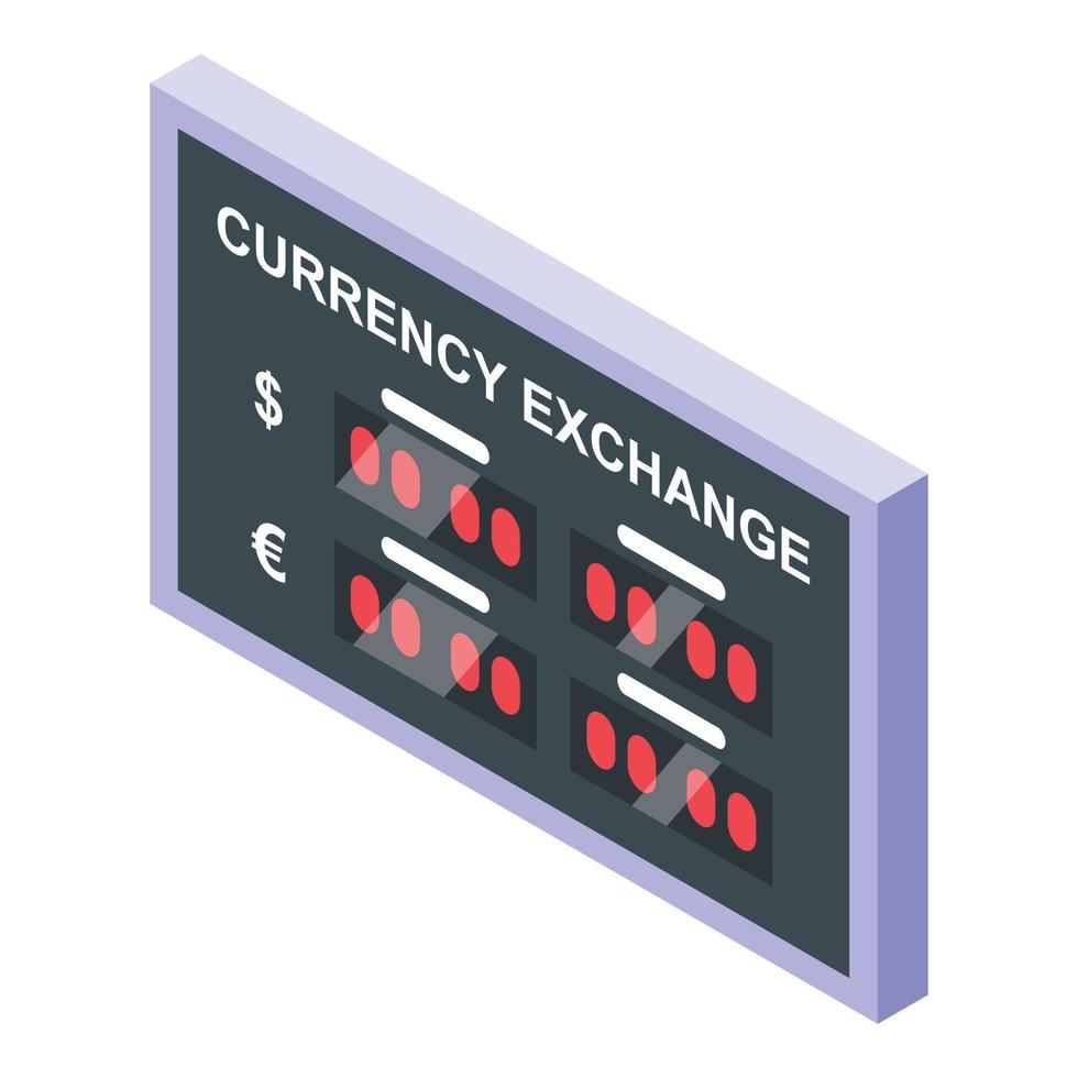 icono de cambio de moneda bancaria, estilo isométrico vector