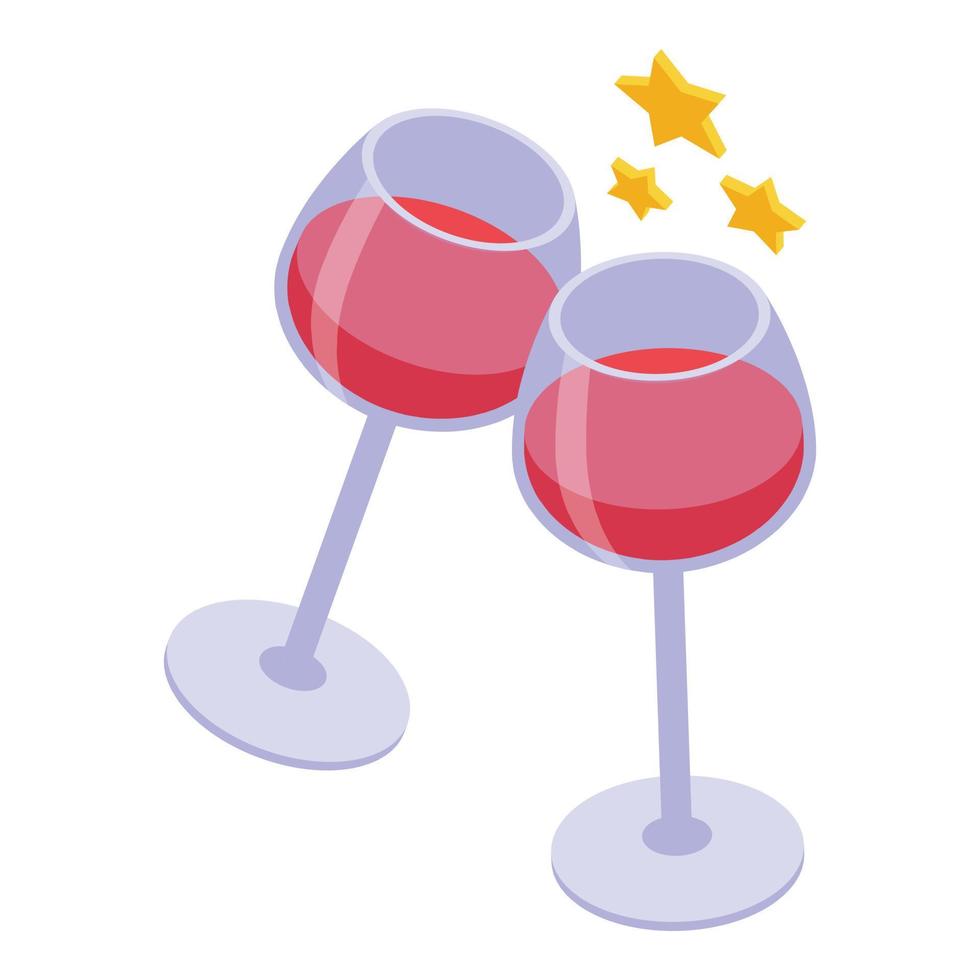Wine glass cheers icon, isometric style vector
