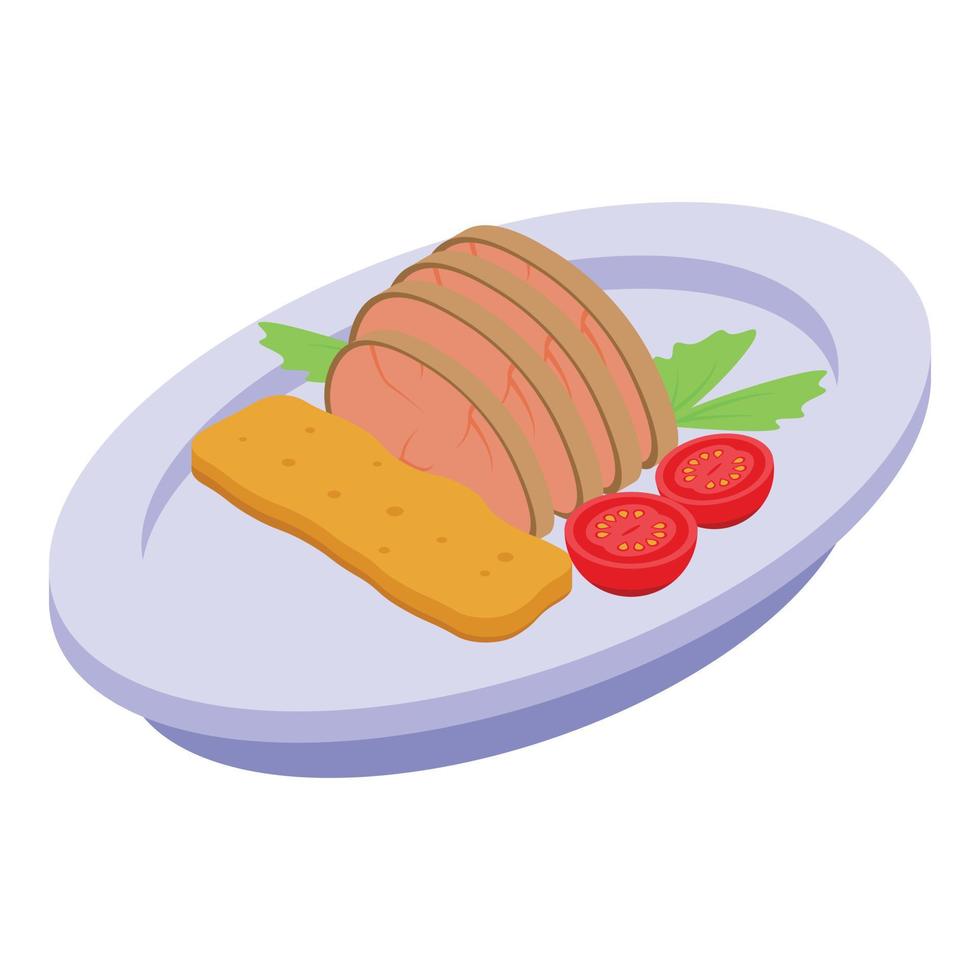 icono de plato de carne de restaurante, estilo isométrico vector