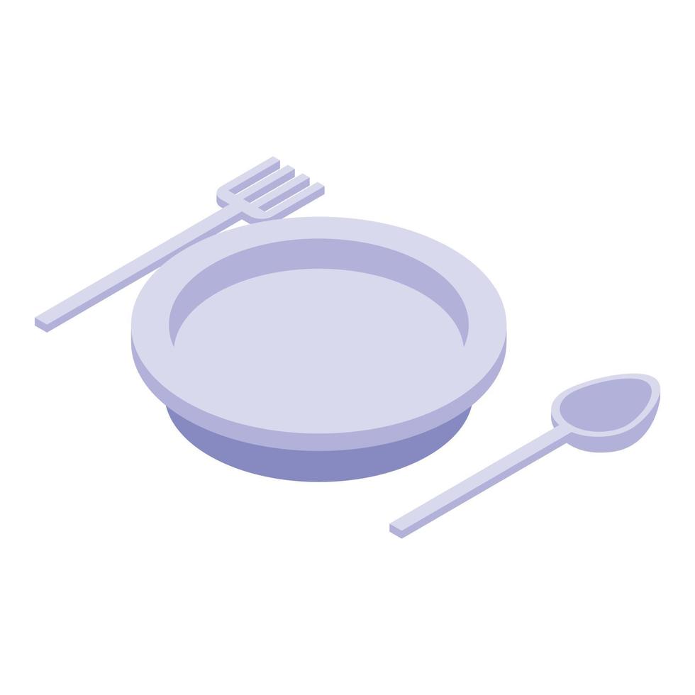 Restaurant dishes icon, isometric style vector