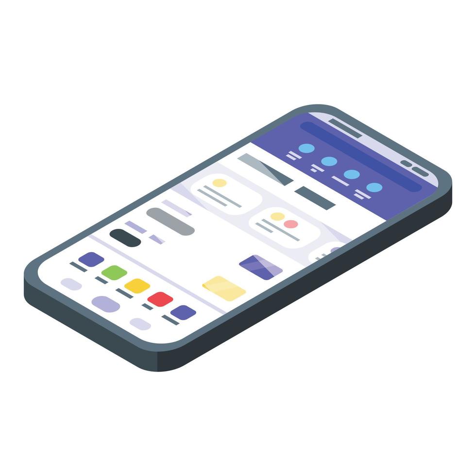 Smartphone web banking icon, isometric style vector