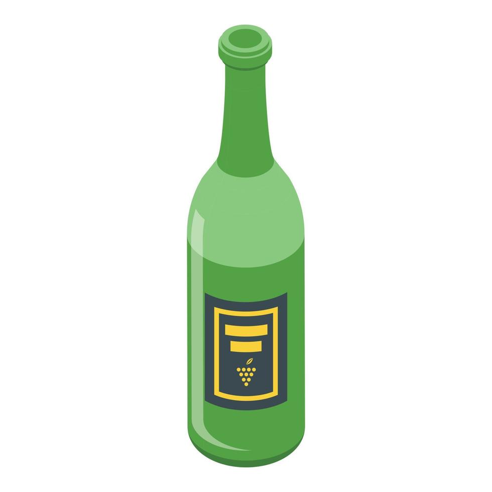 Restaurant wine bottle icon, isometric style vector