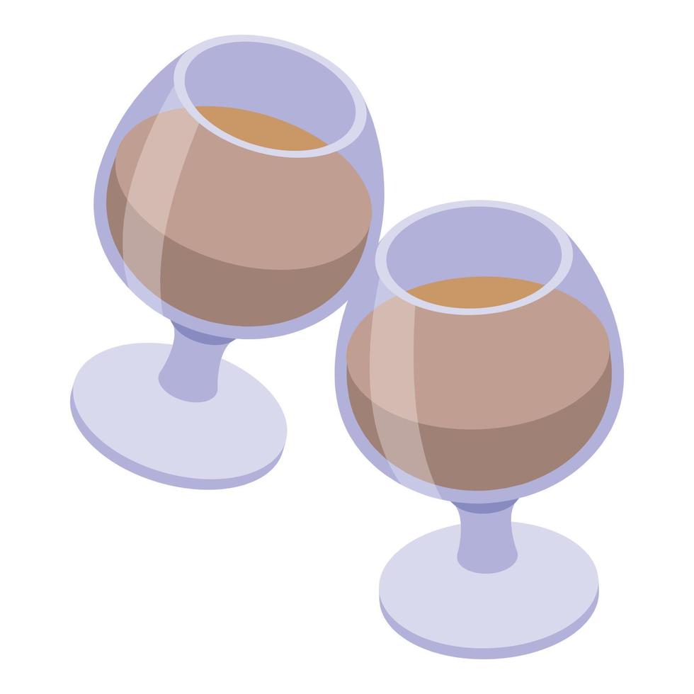 Drinks glass cheers icon, isometric style vector