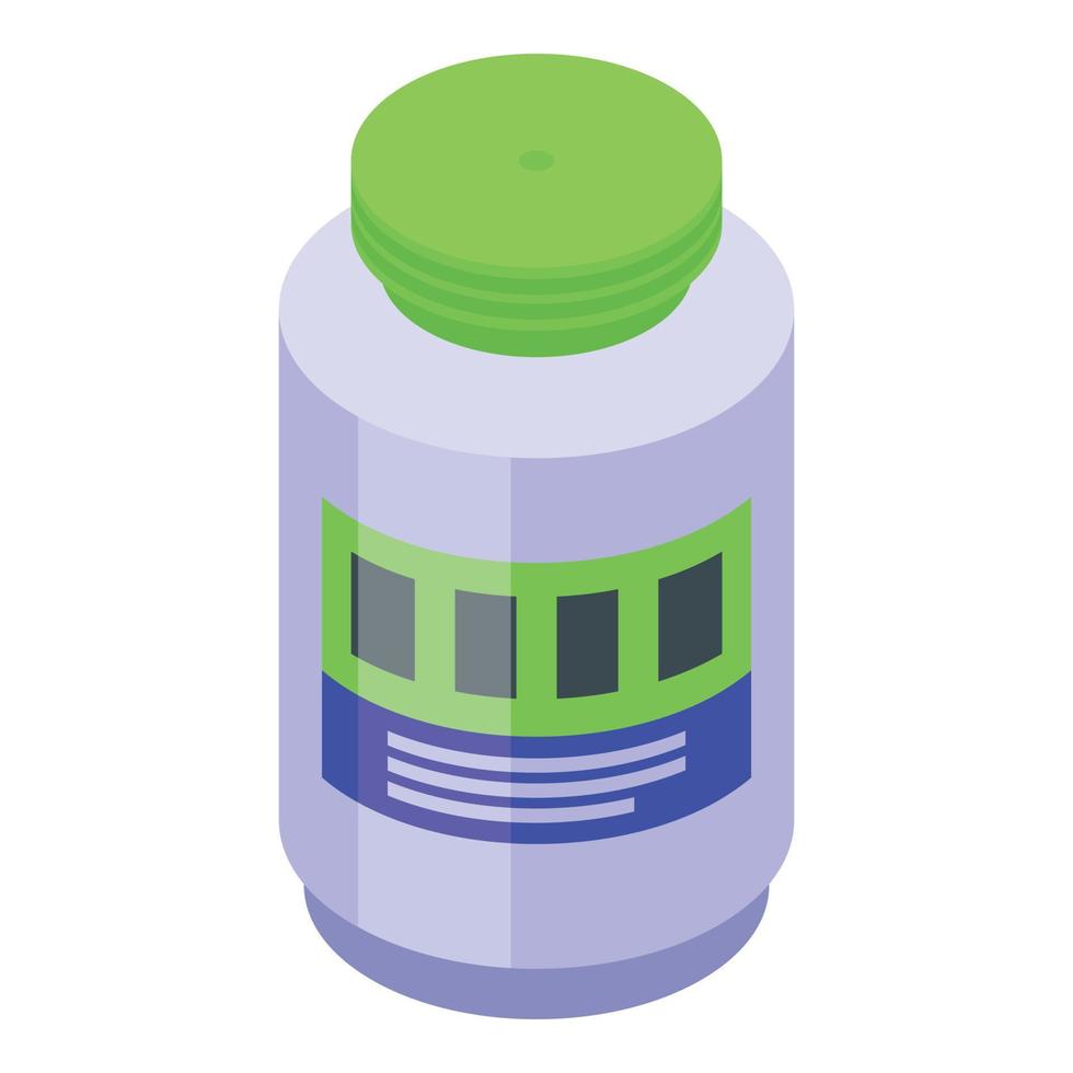 Sport nutrition jar icon, isometric style vector