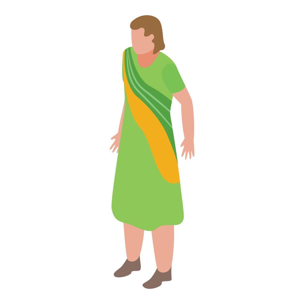 Indian woman traditional clothes icon, isometric style vector