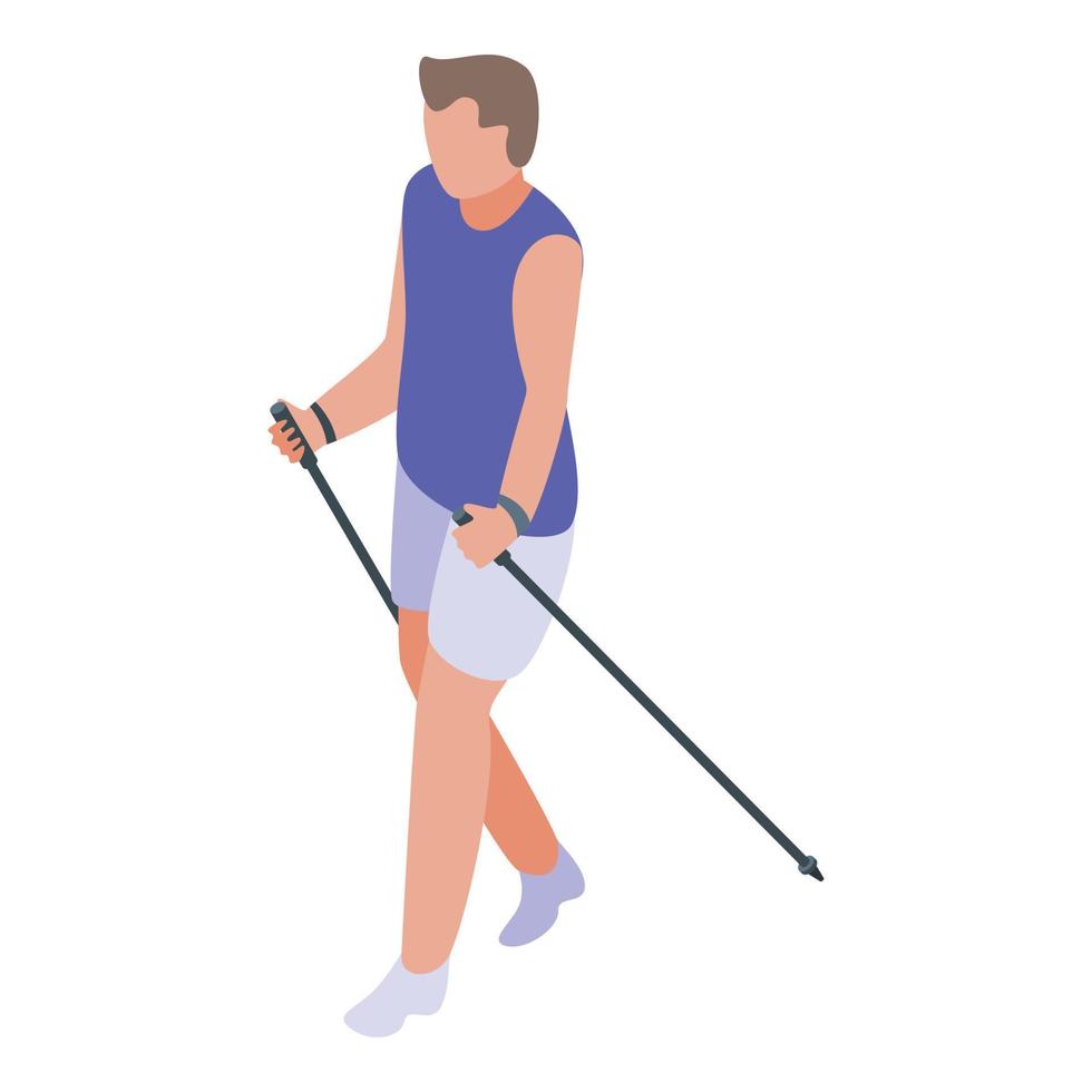 Summer nordic walking icon, isometric style vector