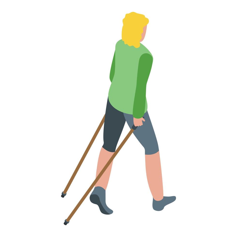 Healthy nordic walking icon, isometric style vector
