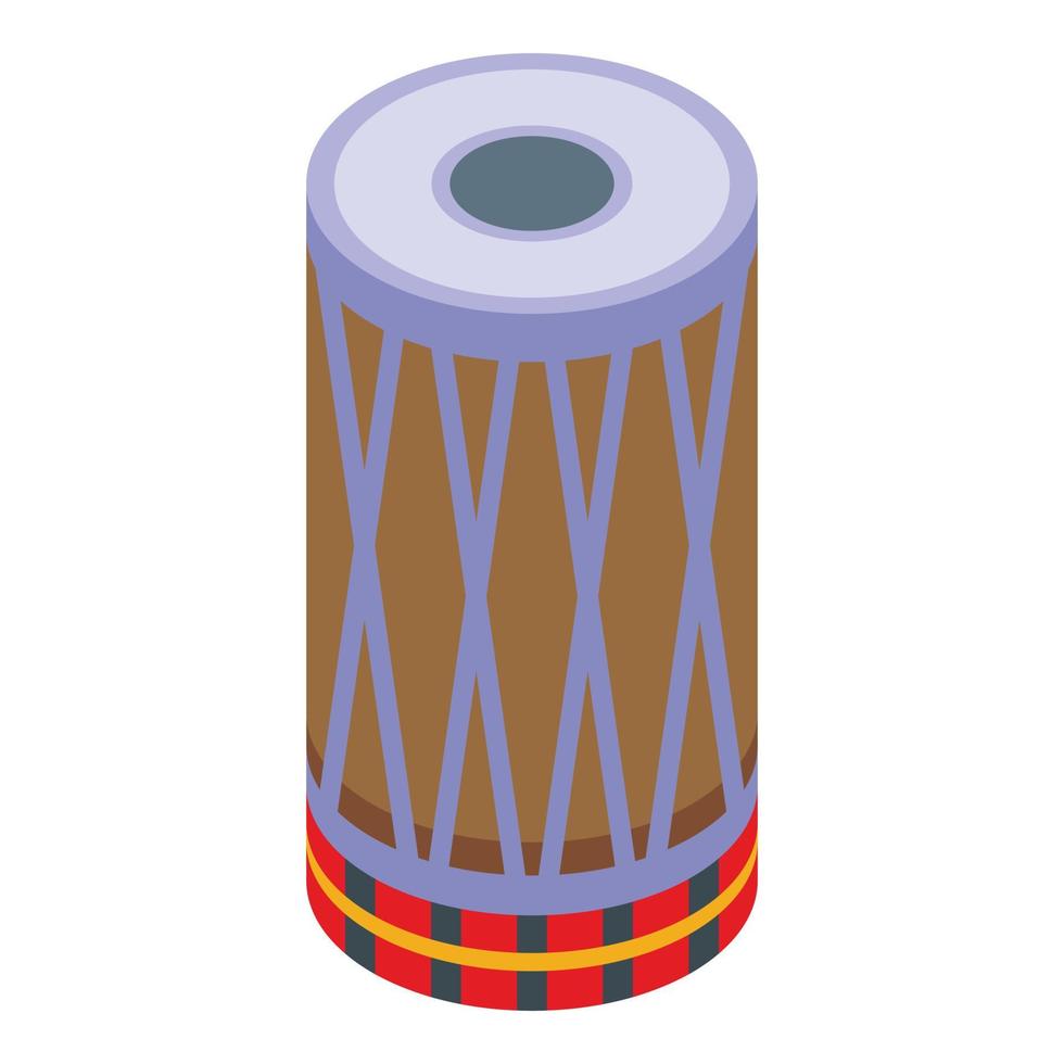 icono de tambores indios, estilo isométrico vector