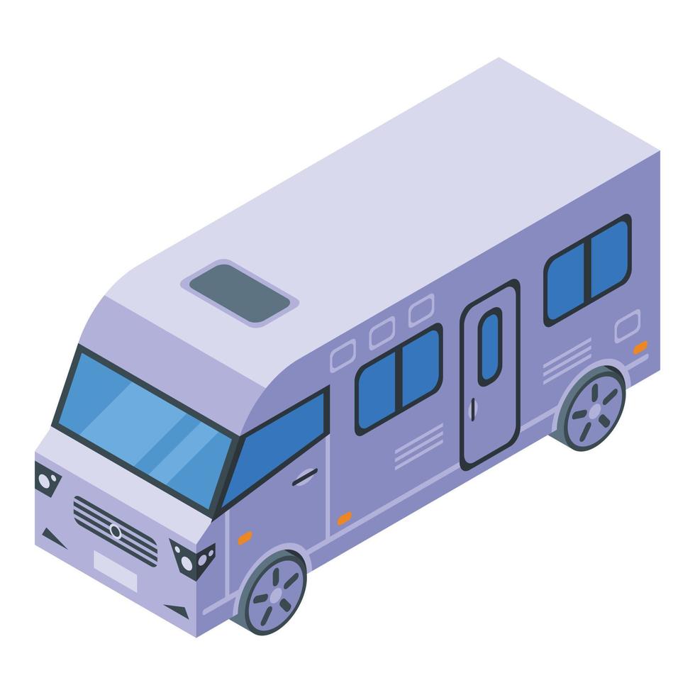 icono de autocaravana de viaje, estilo isométrico vector