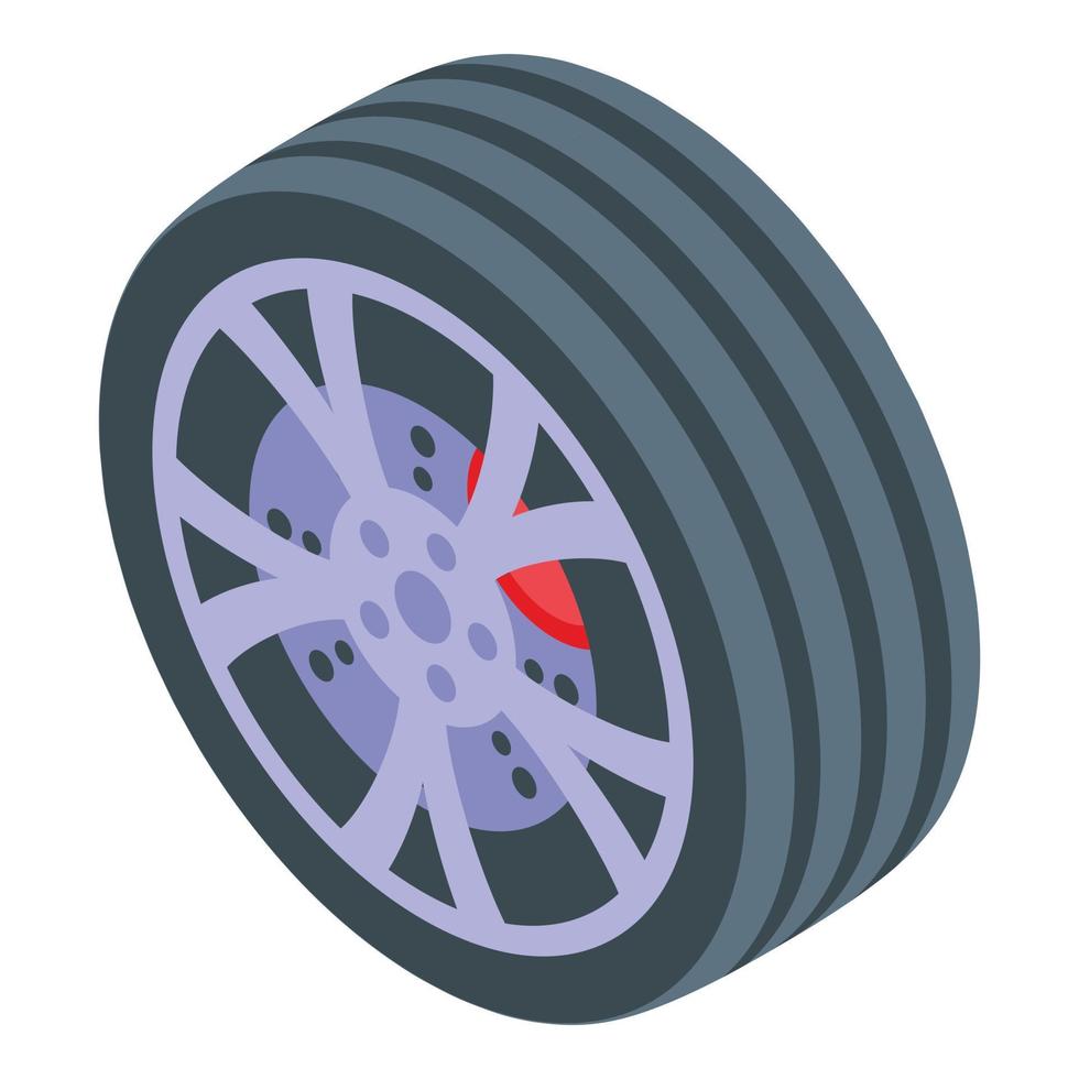 icono de rueda de coche, estilo isométrico vector