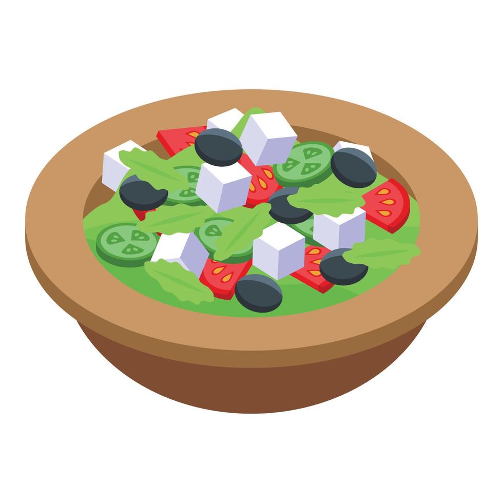 Restaurant greek salad icon, isometric style vector