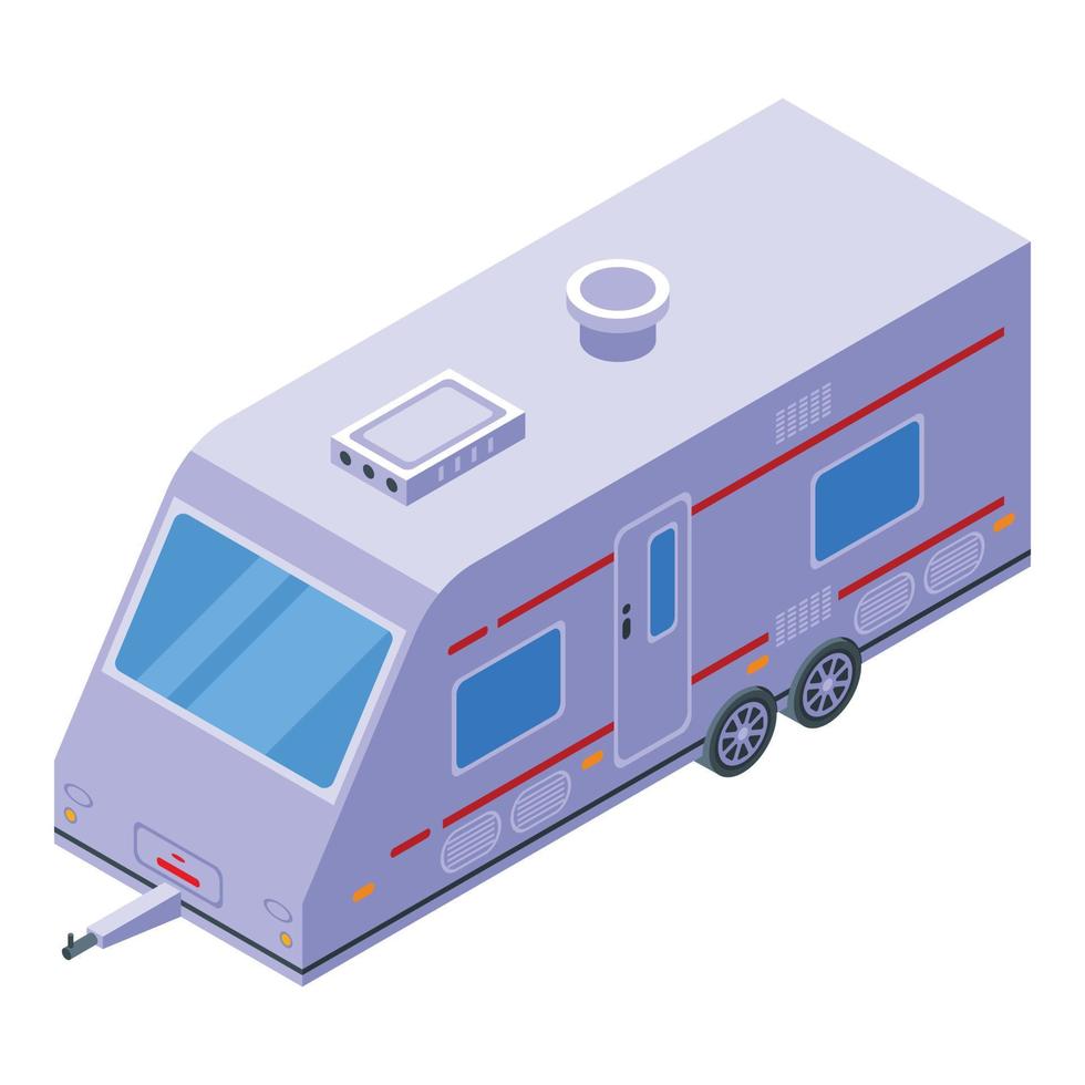 icono de remolque de autocaravana retro, estilo isométrico vector