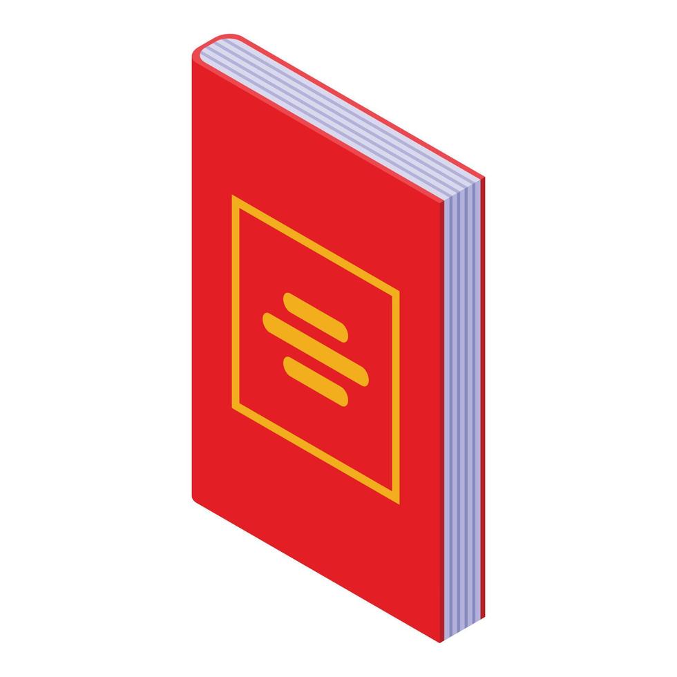 Red literature book icon, isometric style vector