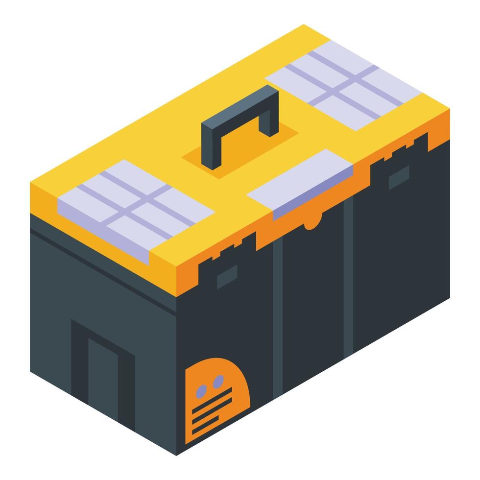 Car mechanic plastic tool box icon, isometric style vector