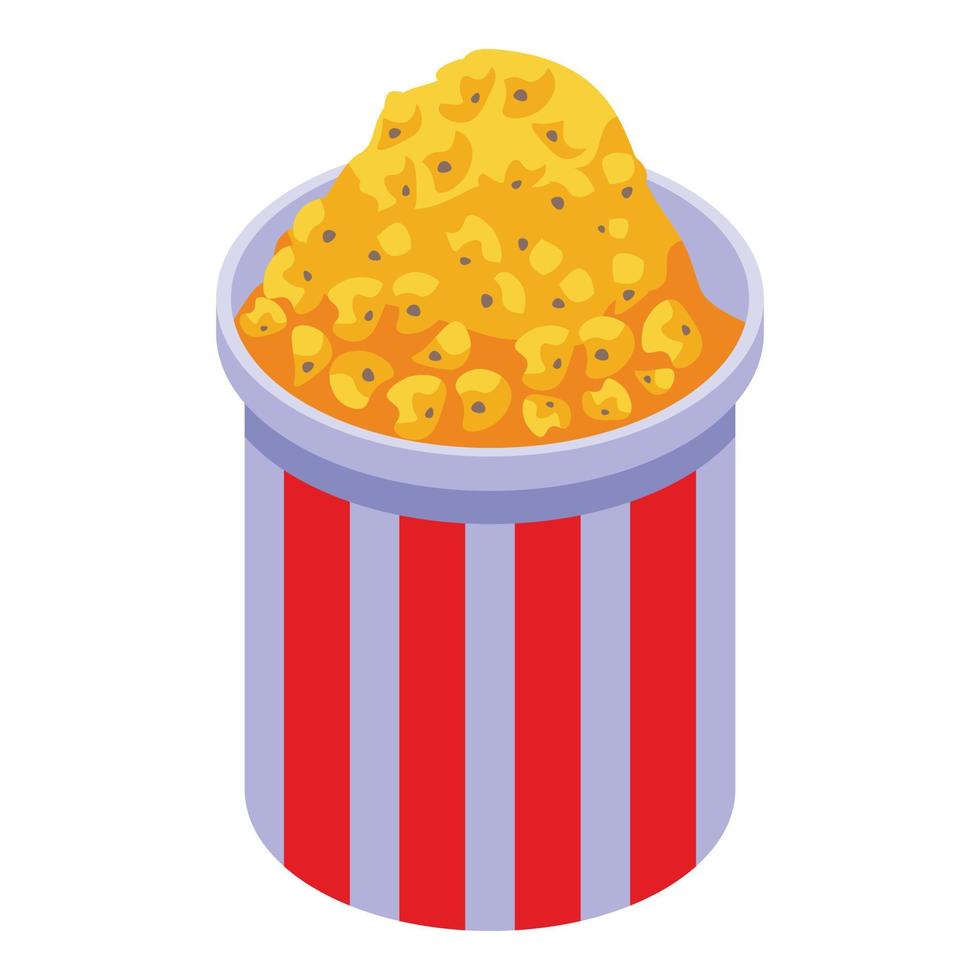 Cinema popcorn bucket icon, isometric style vector