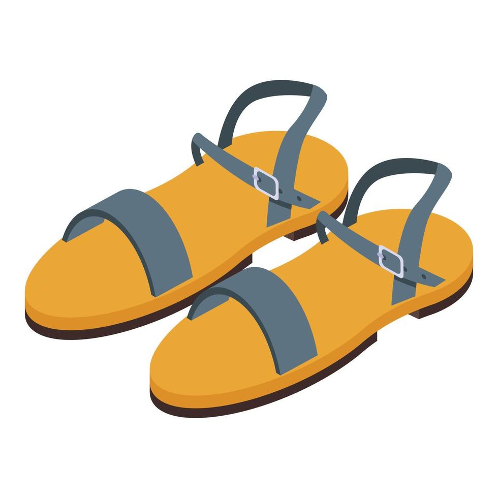 Walking sandals icon, isometric style vector
