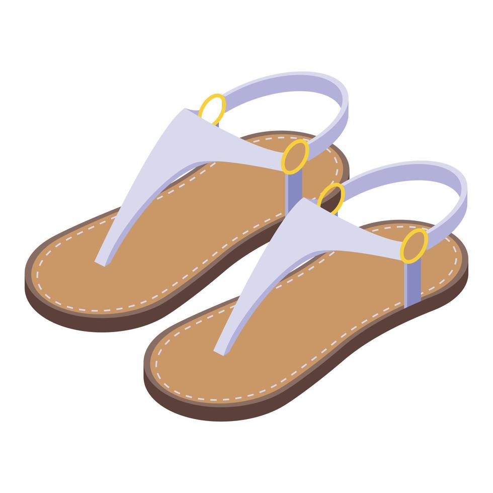 icono de sandalias de niña, estilo isométrico vector