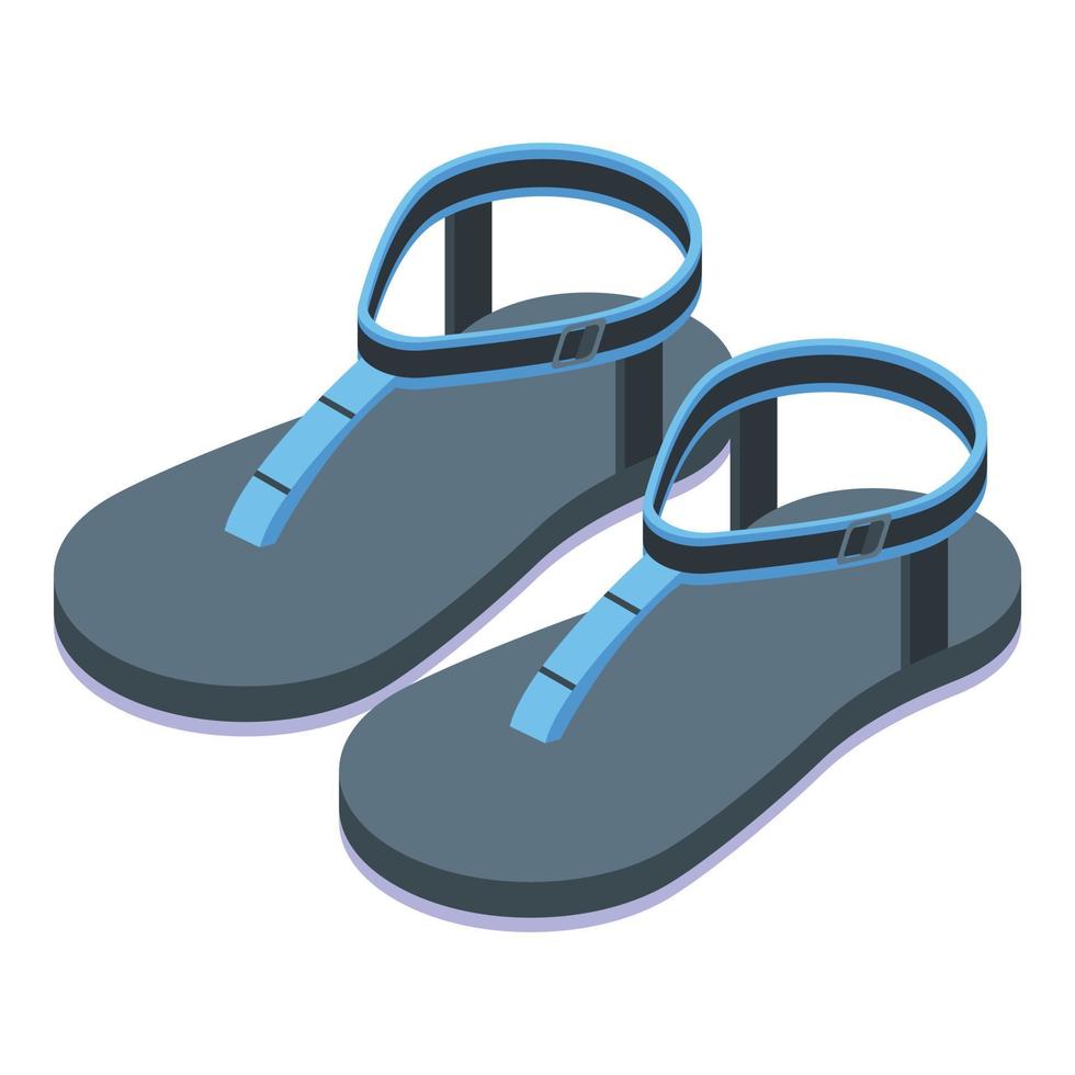 icono de sandalias de niña suave, estilo isométrico vector