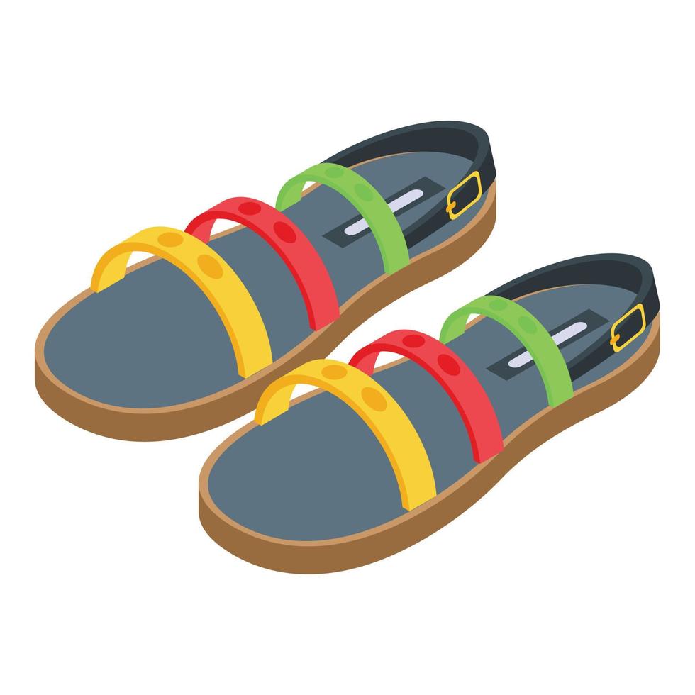 Colorful sandals icon, isometric style vector