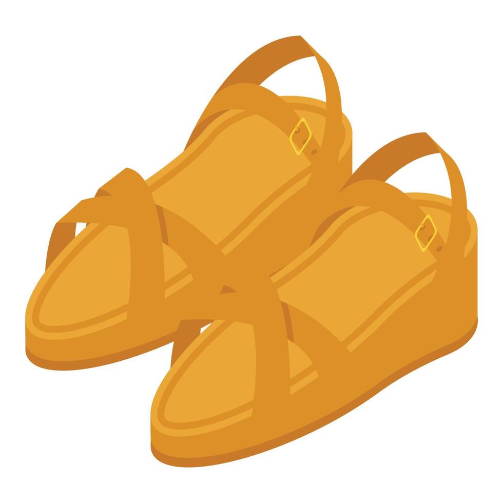 icono de sandalias de cuero de mujer, estilo isométrico vector