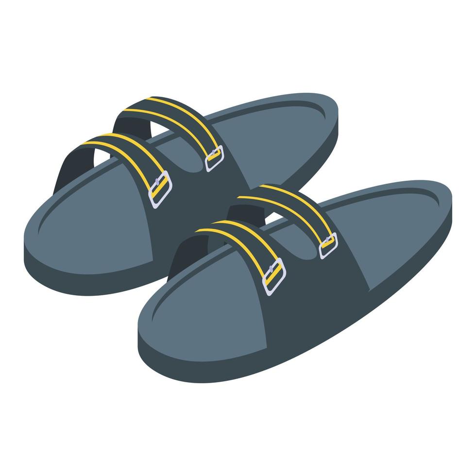 icono de sandalias deportivas de cuero, estilo isométrico vector