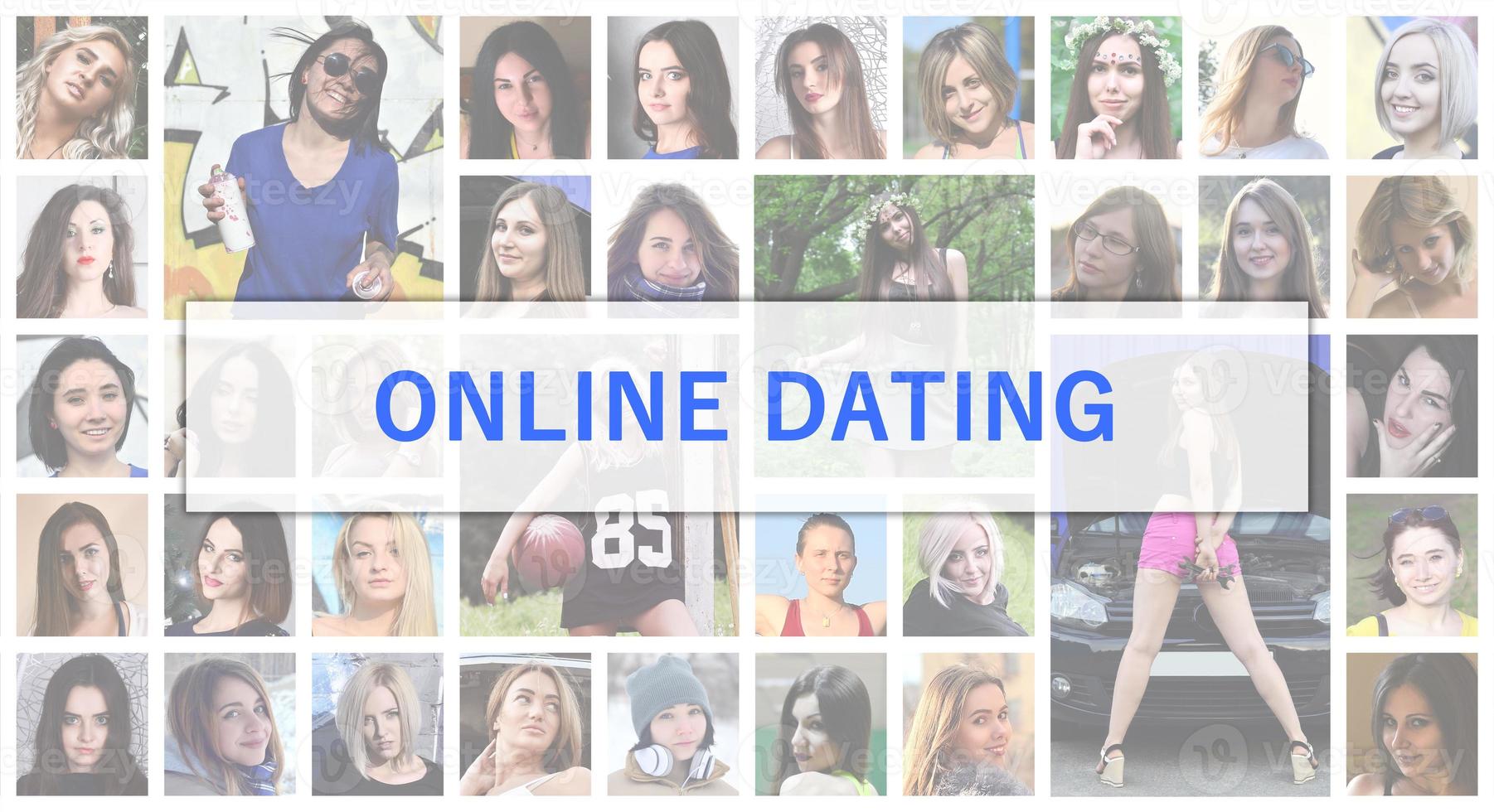 Online dating. The title text is depicted on the background of a photo