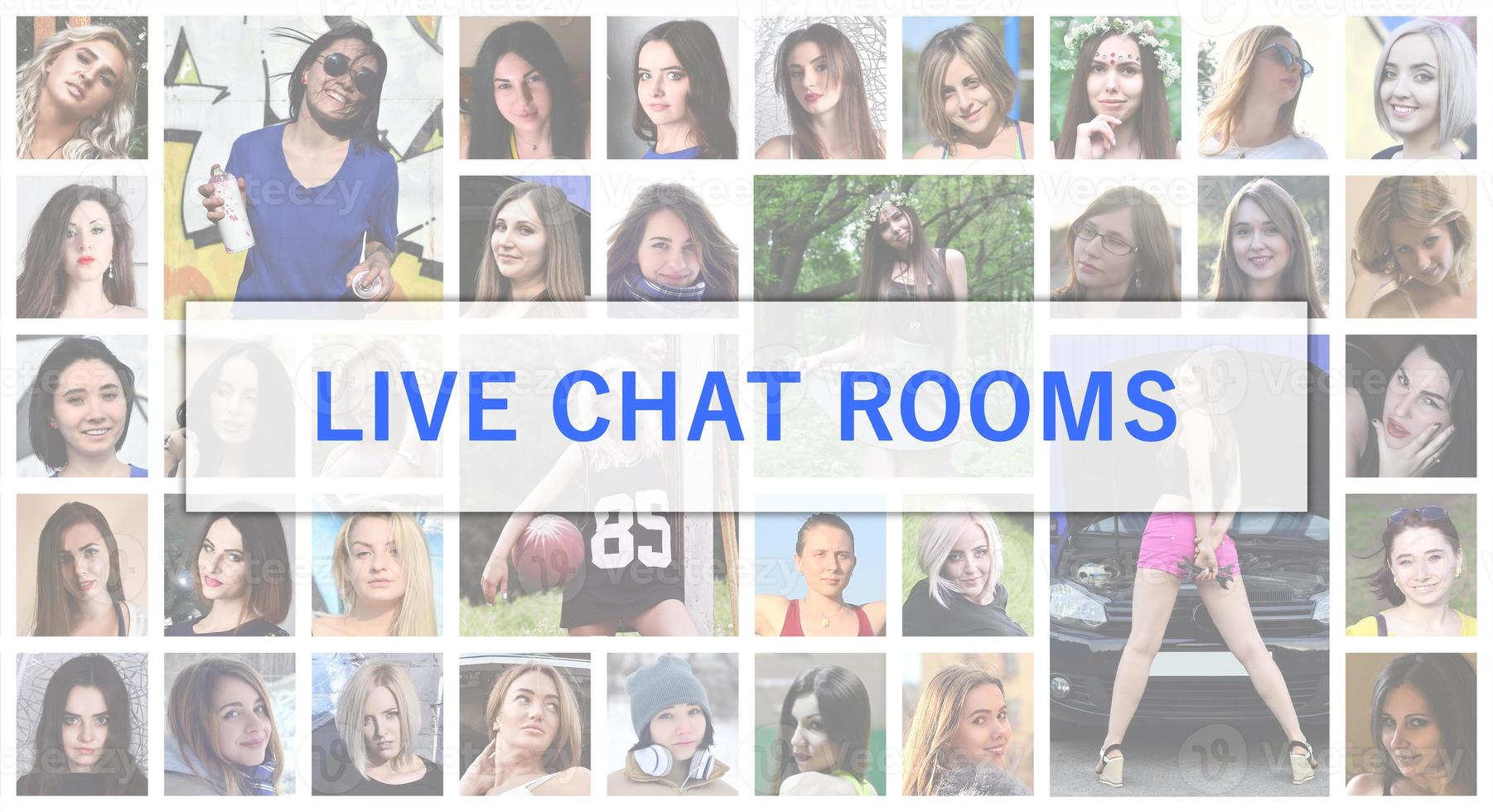 Live chat rooms. The title text is depicted on the background of photo