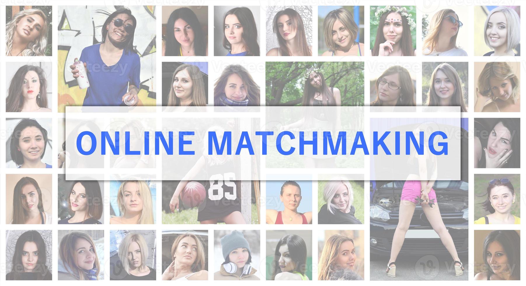 Online matchmaking. The title text is depicted on the background photo