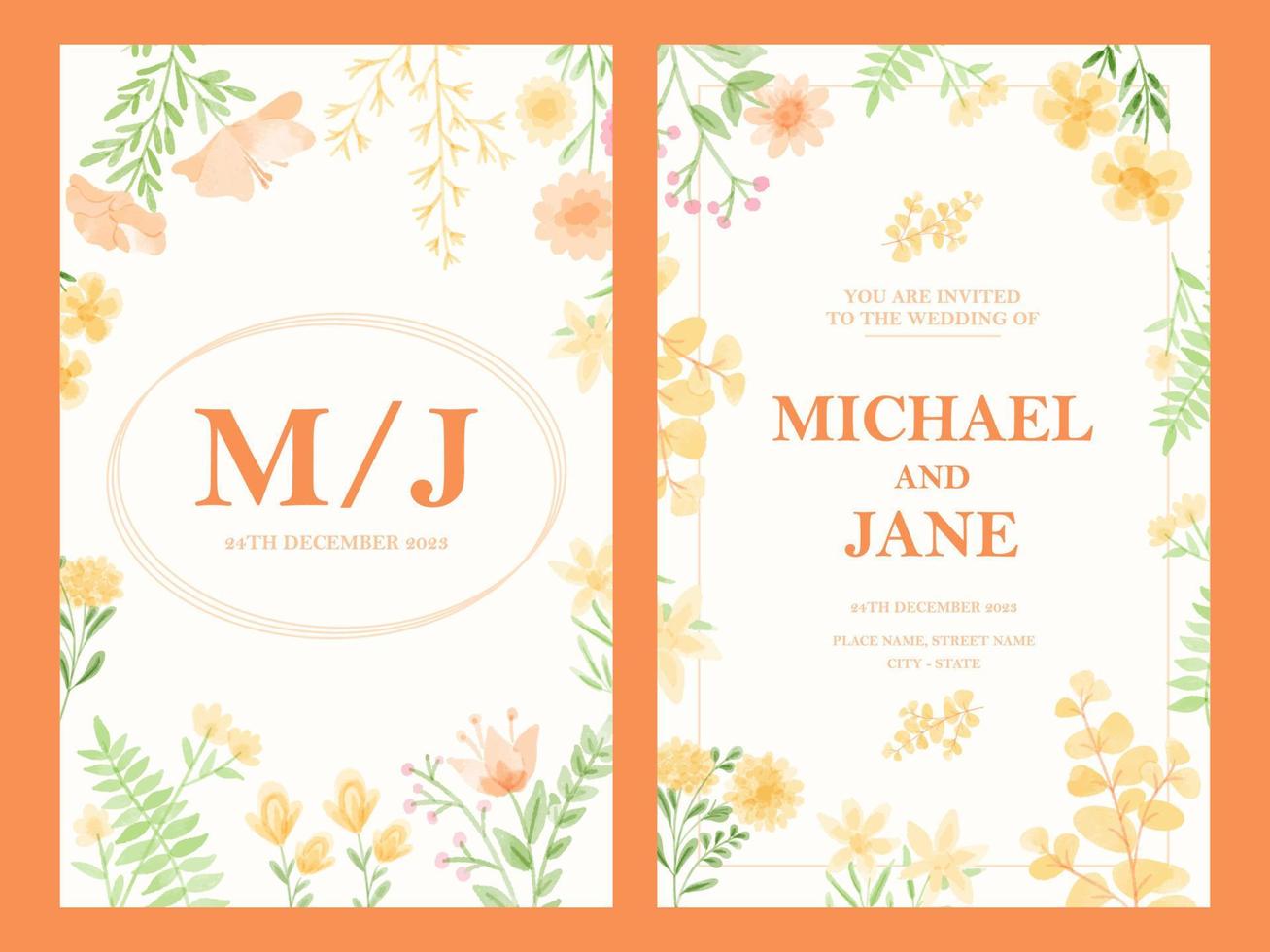 Modern Casual Or Semi Formal Wedding Invitation vector