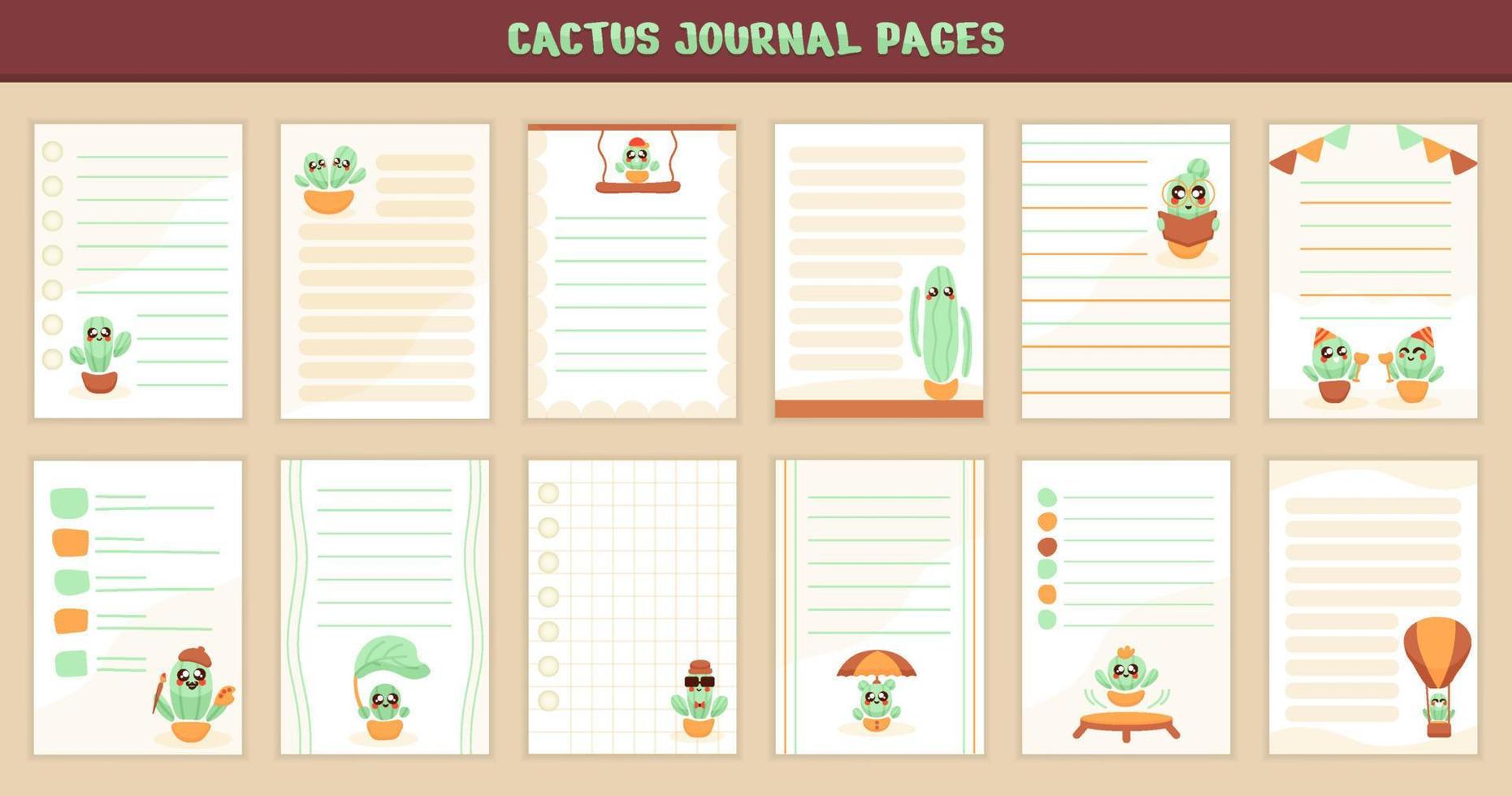 Cactus and Succulents Monthly Planner vector